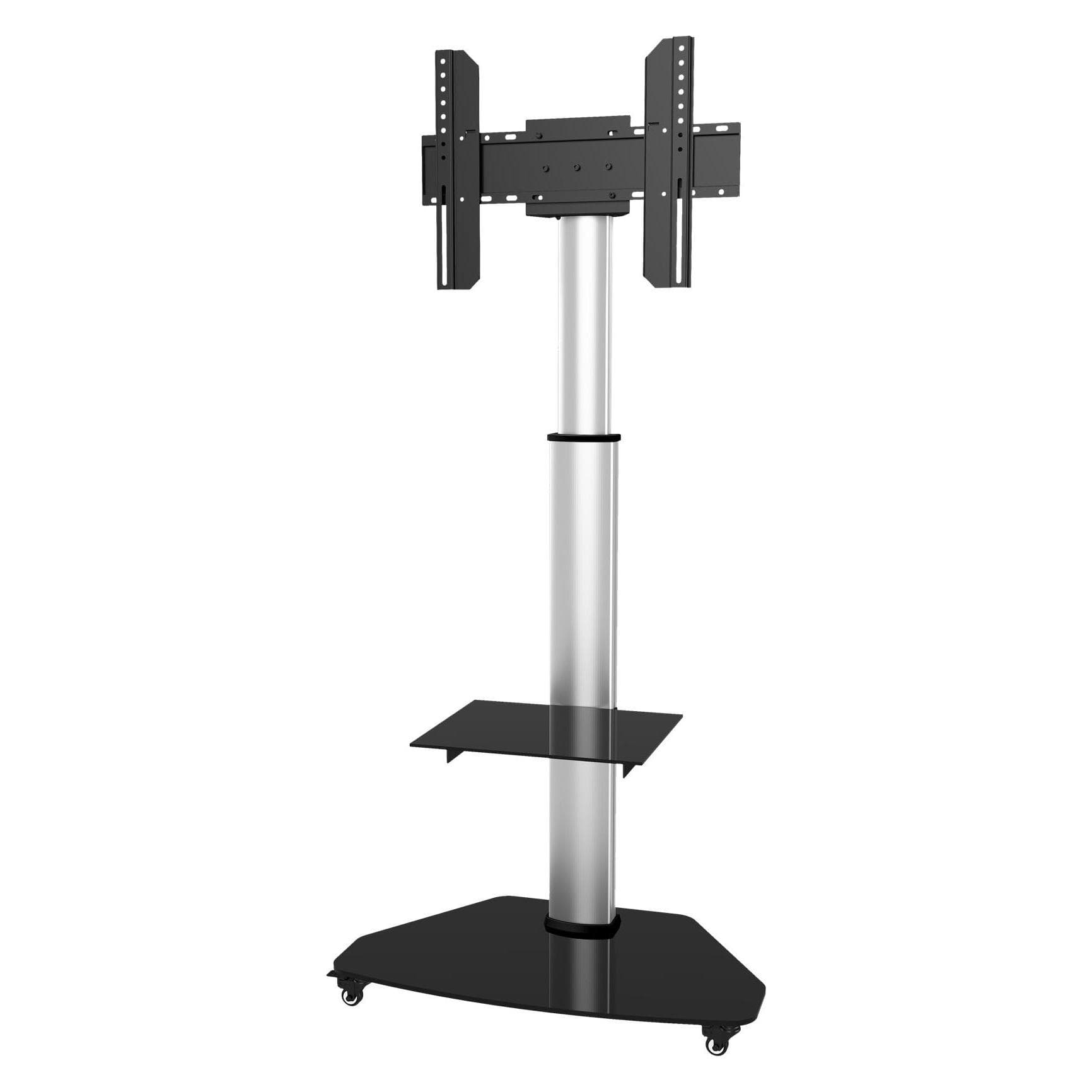 Techly ICA-TR3SL - Carrello per schermo piatto - vetro temperato - argento - dimensioni schermo: 94-178 (40 kg, 37" - 70"), Piedistallo TV, Argento