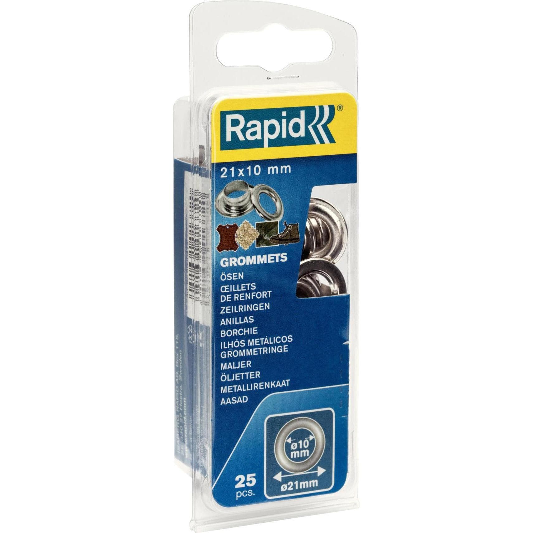 Rapid Occhielli con anello 10x21mm 25 pezzi + strumento di inserimento, Accessori cucito, Argento