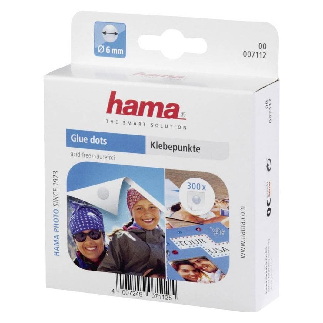 Hama, Colla per foto + per poster, 00007112. Colore del prodotto: Trasparente, Forma: Cerchio. Diametro: 6 mm. Adesivi per set: 300