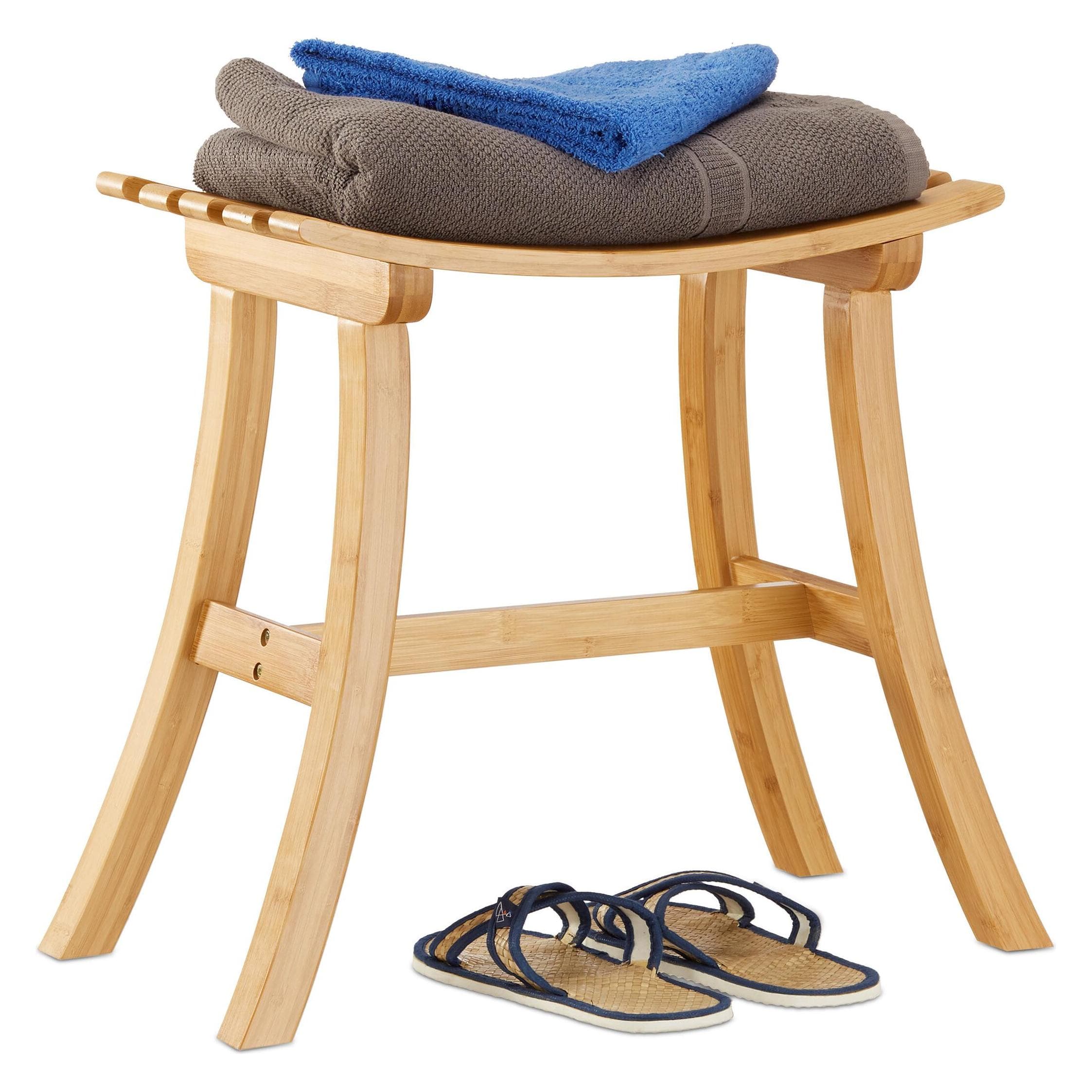 Relaxdays, Sgabello + Pouf, Bambù