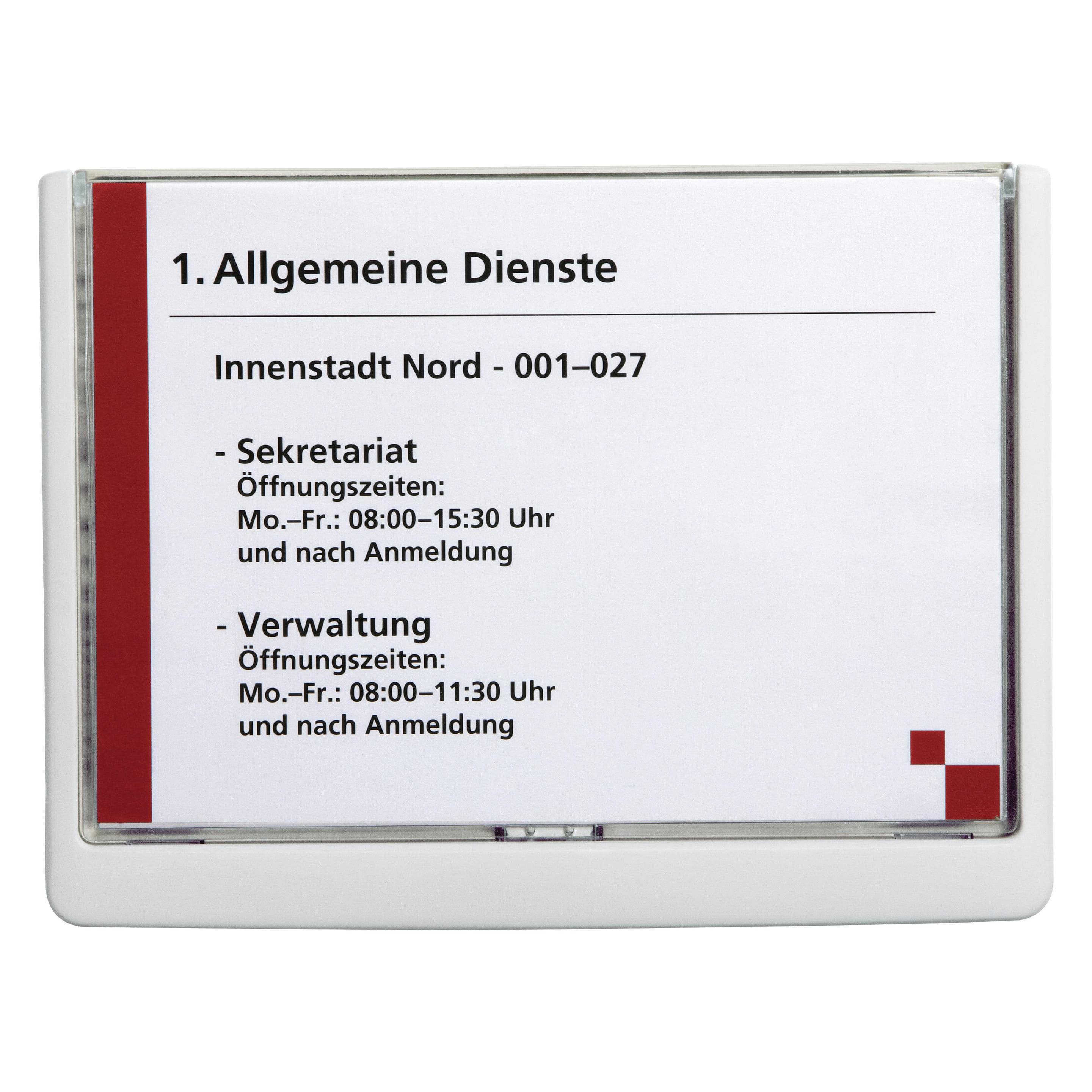 Durable, Pannello informativo, CLICK SIGN cartello per porta, DIN A5, bianco in plastica di alta qualità