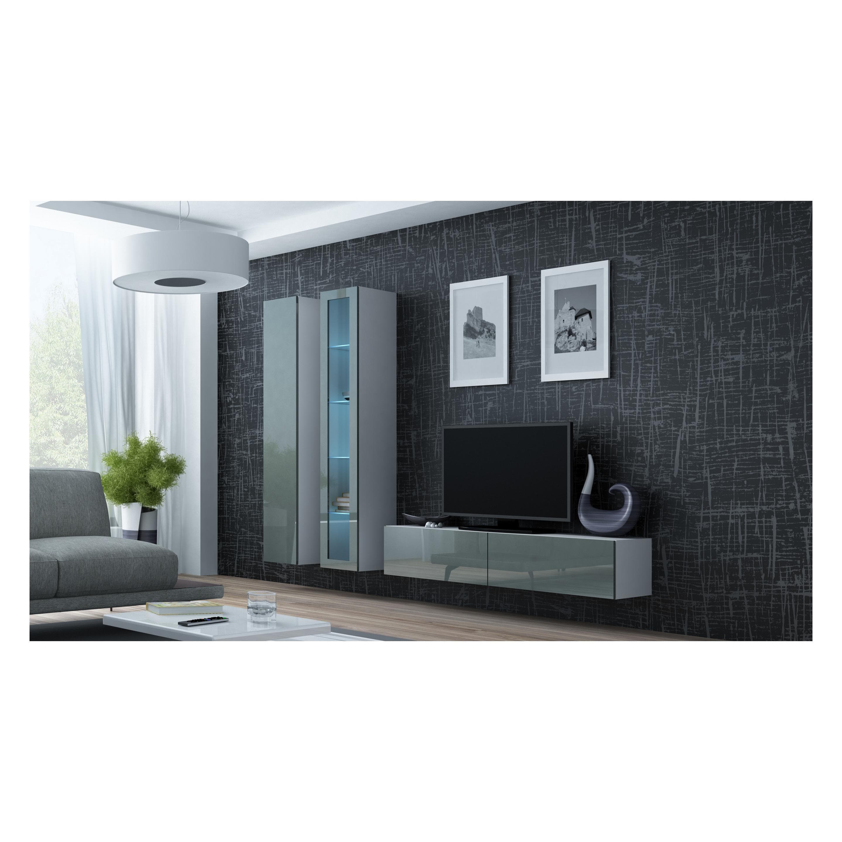 Cama, Mobile TV, RTV VIGO140 b/s porta TV e centro d'intrattenimento (140 x 40 x 30 cm)