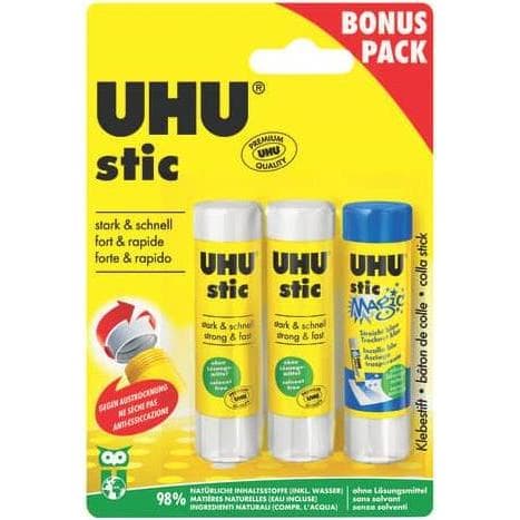 UHU, Colla stick, Stick di colla Stic 2+1 45285 3 pezzi