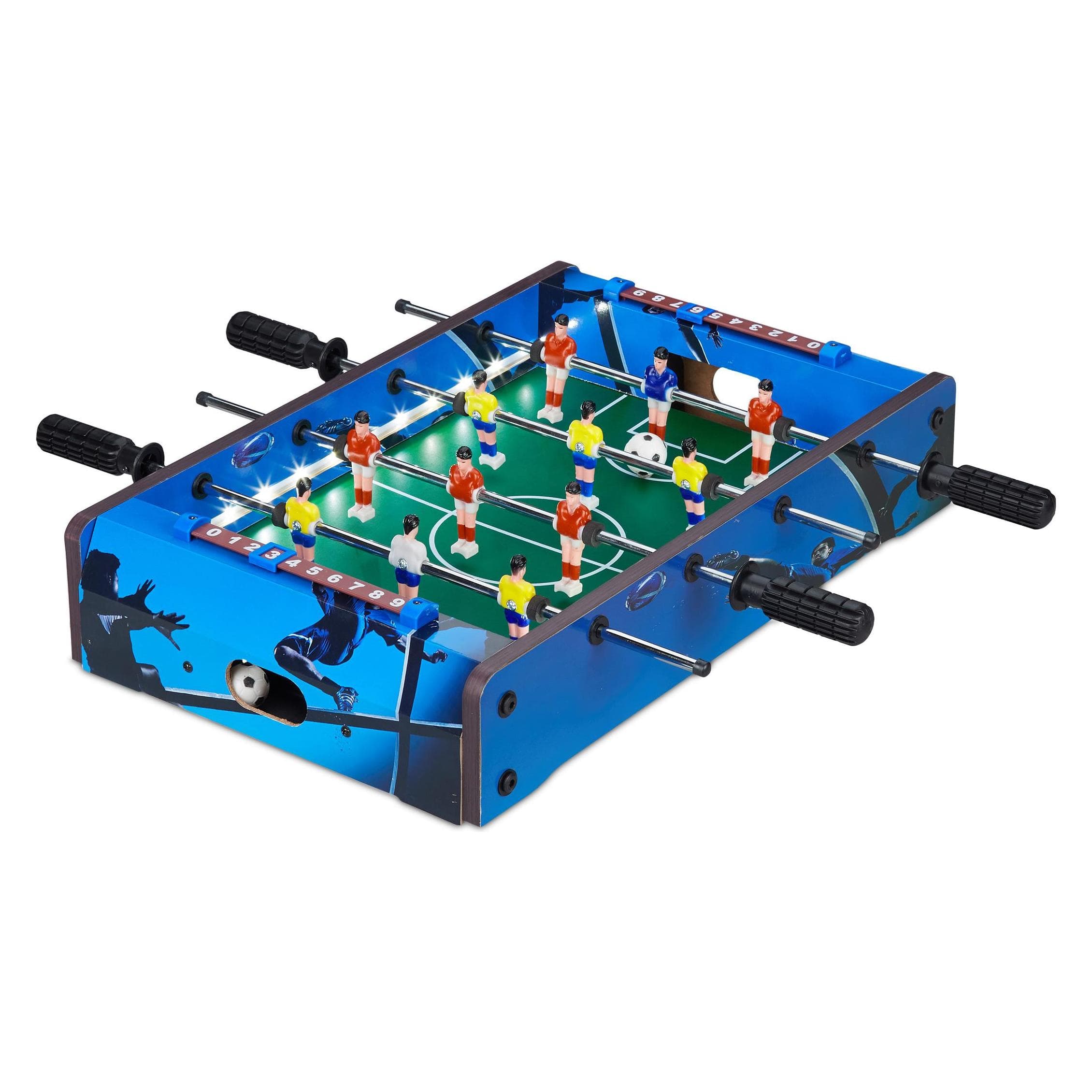 Relaxdays Biliardino Calcio Balilla da Tavolo, Blu