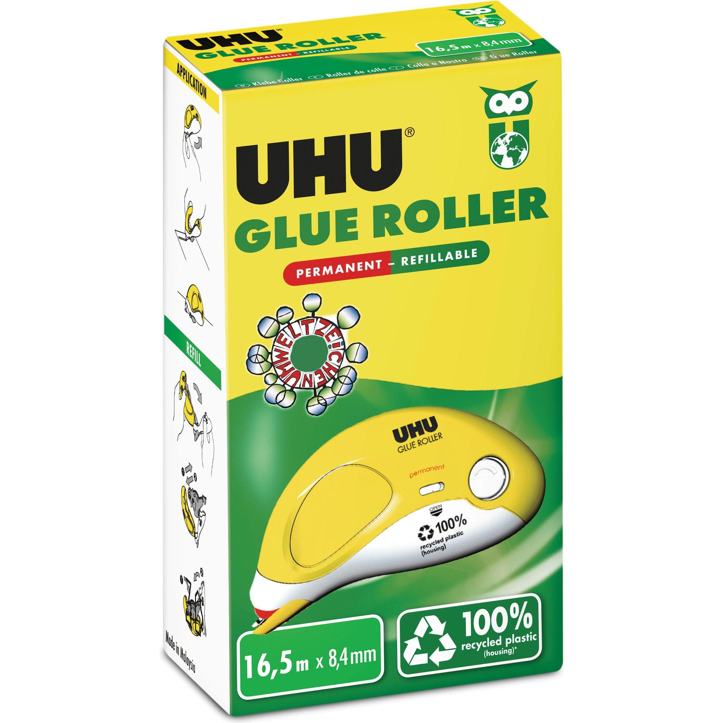 UHU, Dispenser nastro adesivo, Rullo adesivo perm. Ricaricabile 990345 trasparente
