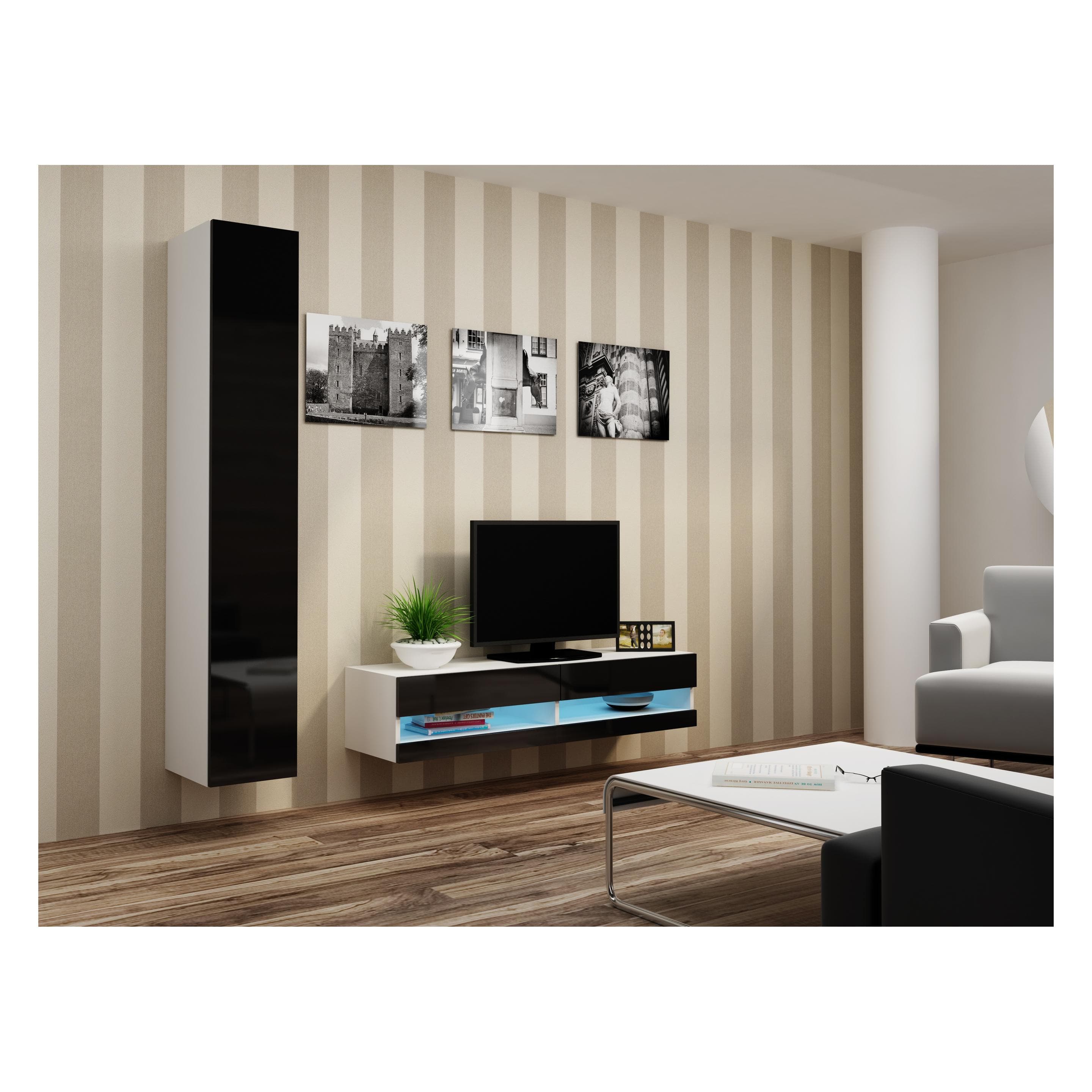 Cama, Mobile TV, RTVVIGO140N b/c porta TV e centro d'intrattenimento 2 ripiani (140 x 40 x 30 cm)