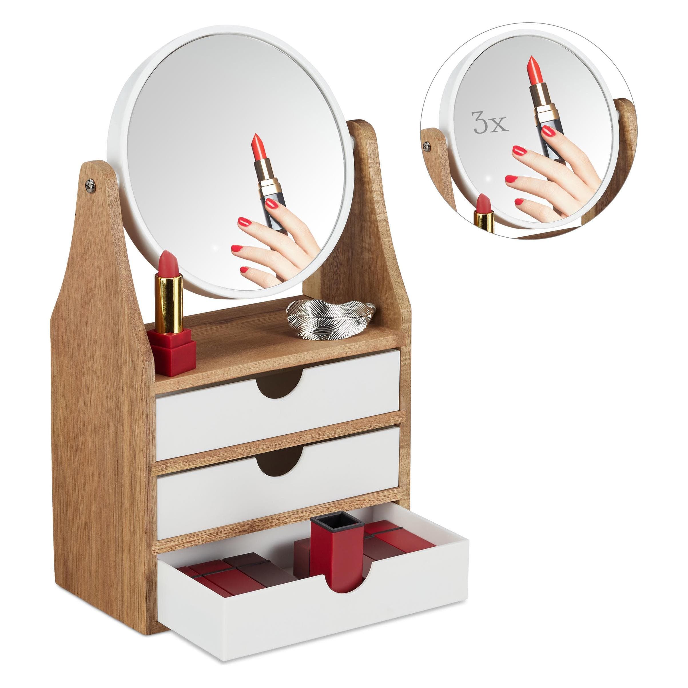 Relaxdays, Accessori make-up, Organizer per Trucchi, 3 Tiretti