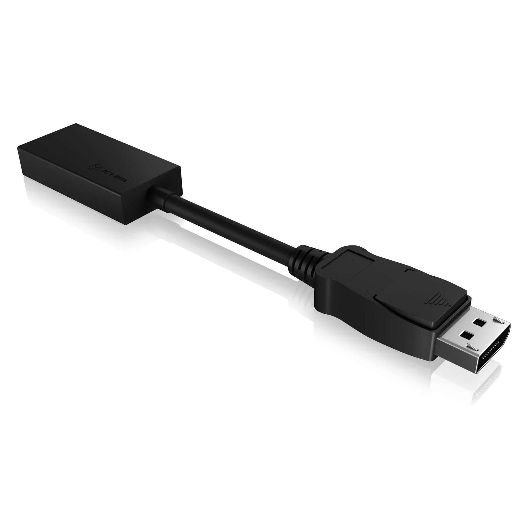 Icy Box DisplayPort 1.2 zu HDMI Adapter (HDMI, 16.50 cm), Adattatore dati + video, Nero