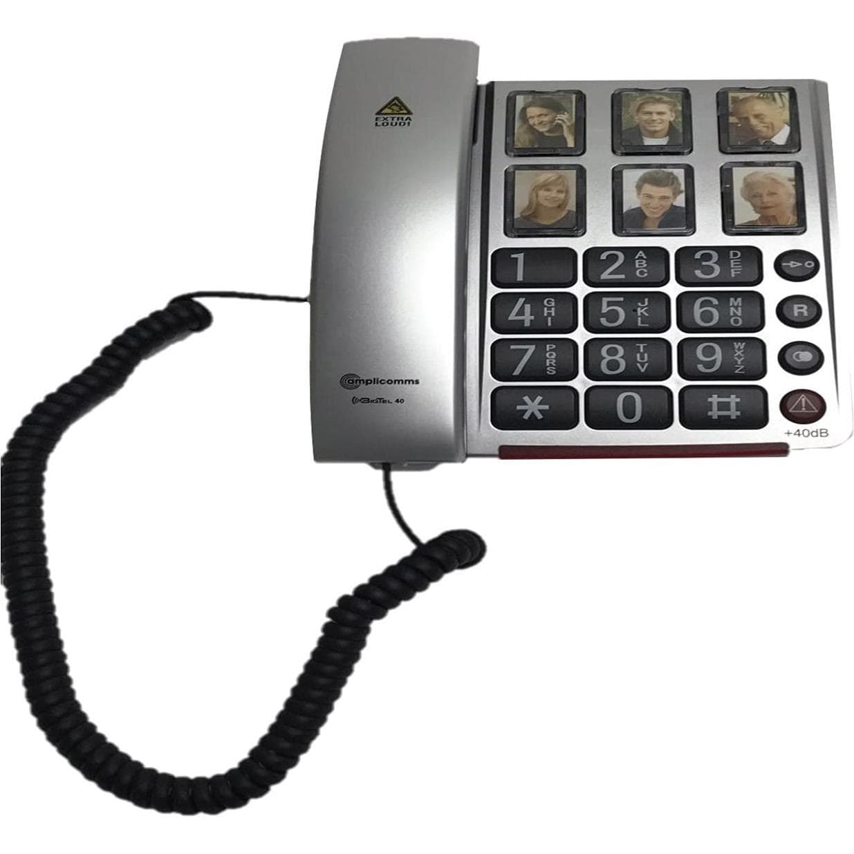 amplicom Telefono a tasti grandi, Telefono, Nero, Grigio, Argento