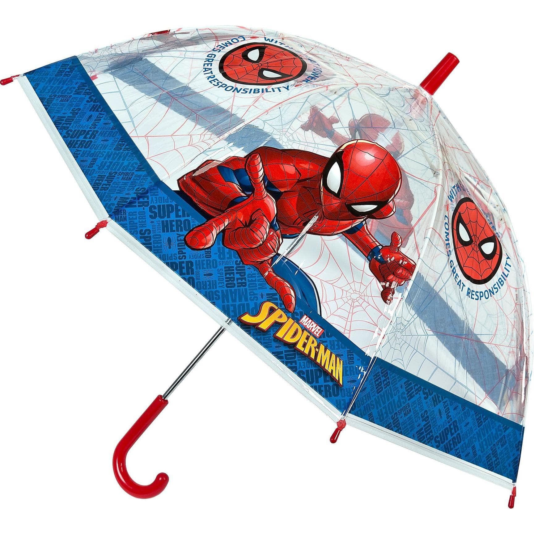 Spiderman, Unisex, Ombrello, Regenschirm, Blu, Rosso, Trasparente