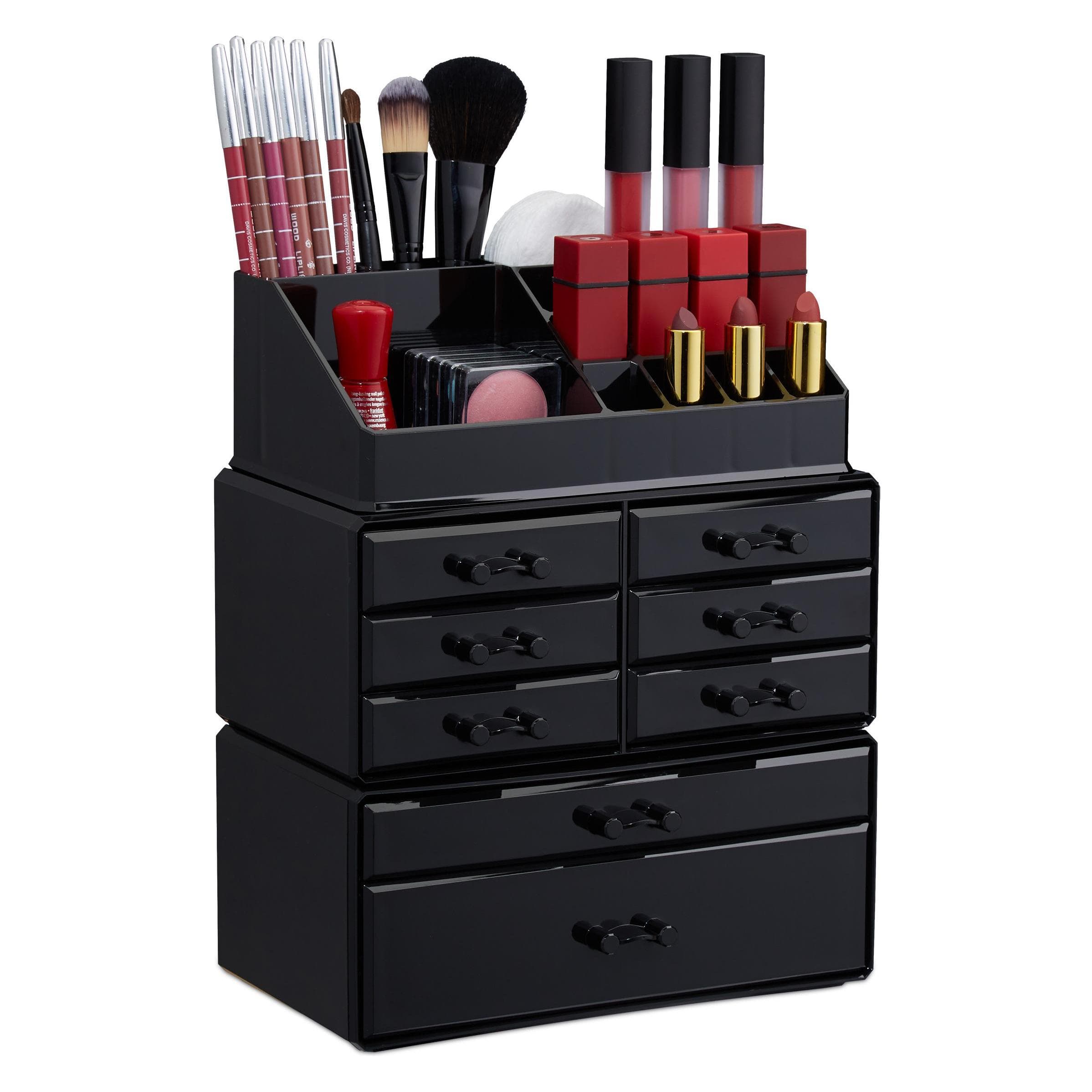 Relaxdays, Portaoggetti bagno, Organizer Make-Up con 8 cassetti