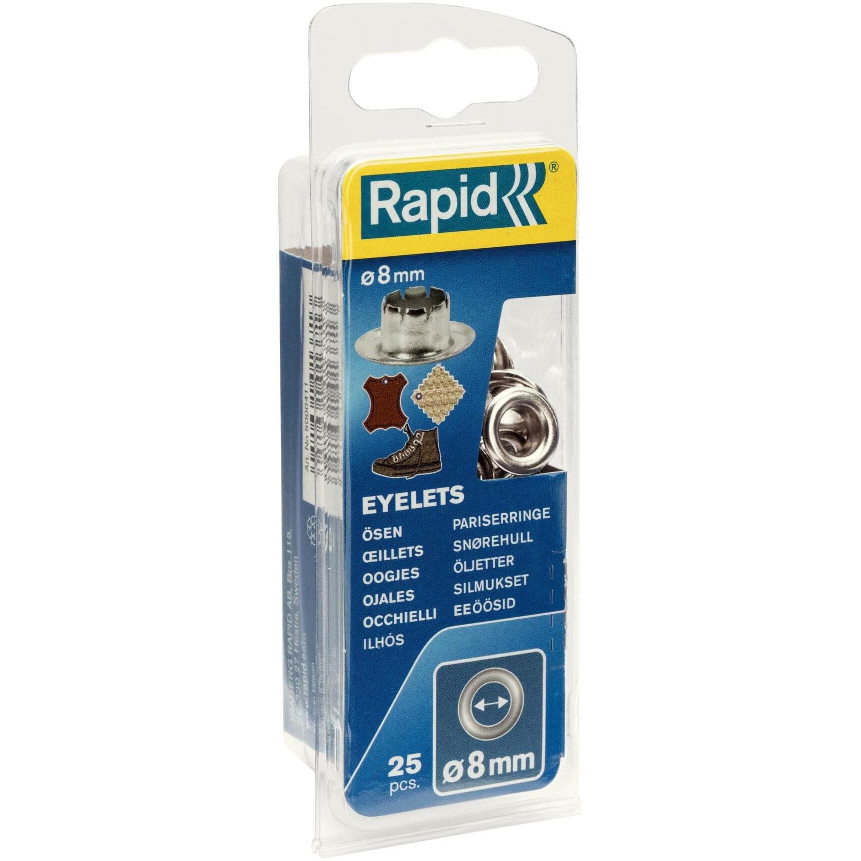 Rapid Occhielli 8mm 25 pezzi + strumento di inserimento, Accessori cucito, Grigio