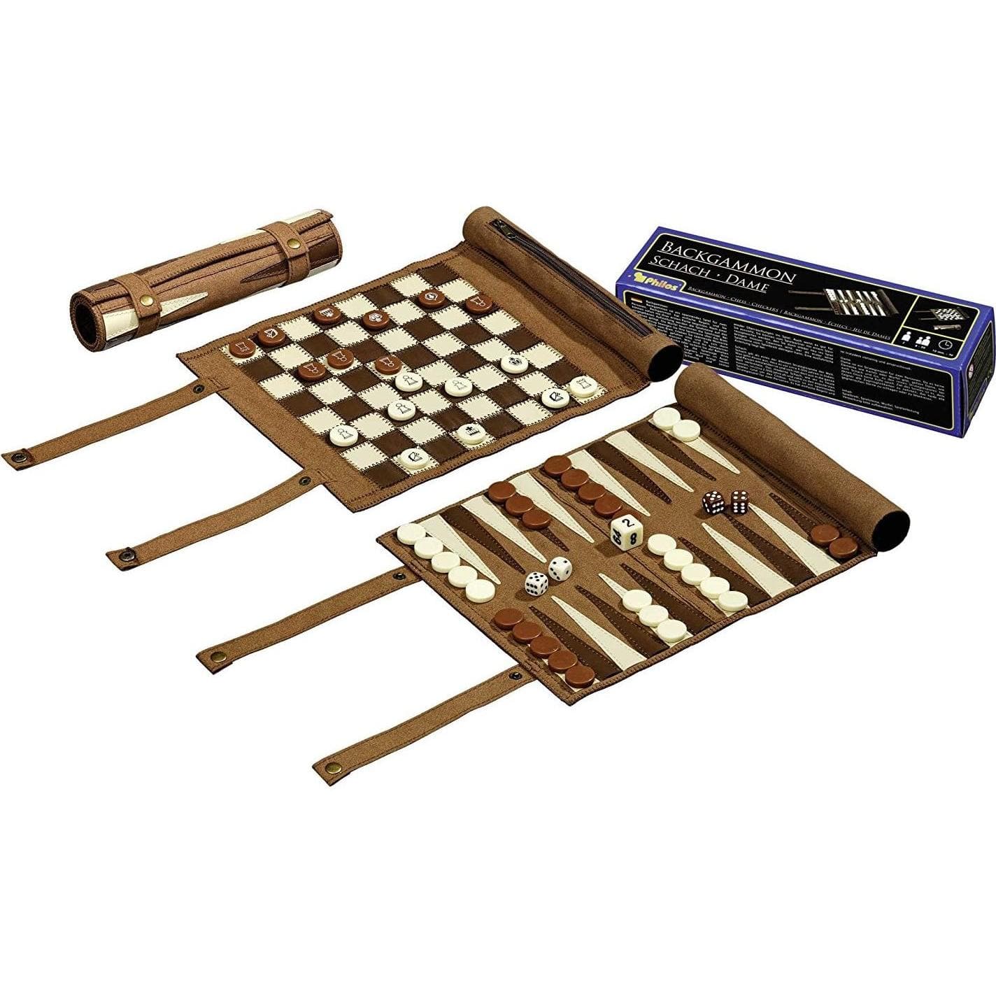 Philos Scacchi da viaggio Backgammon Checkers Set
