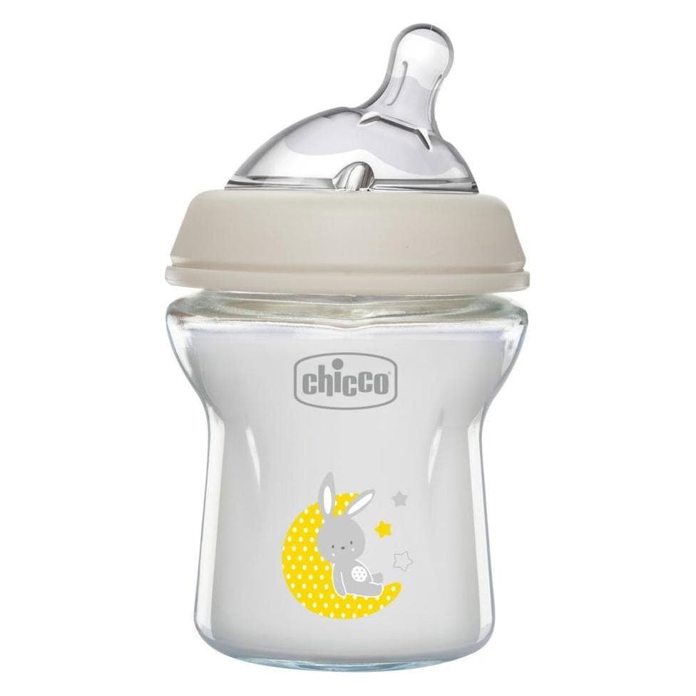 Chicco, Biberon, Biberon NATURAL FEELING Tettarella di vetro in silicone a flusso lento UNI 0m+ (150 ml)