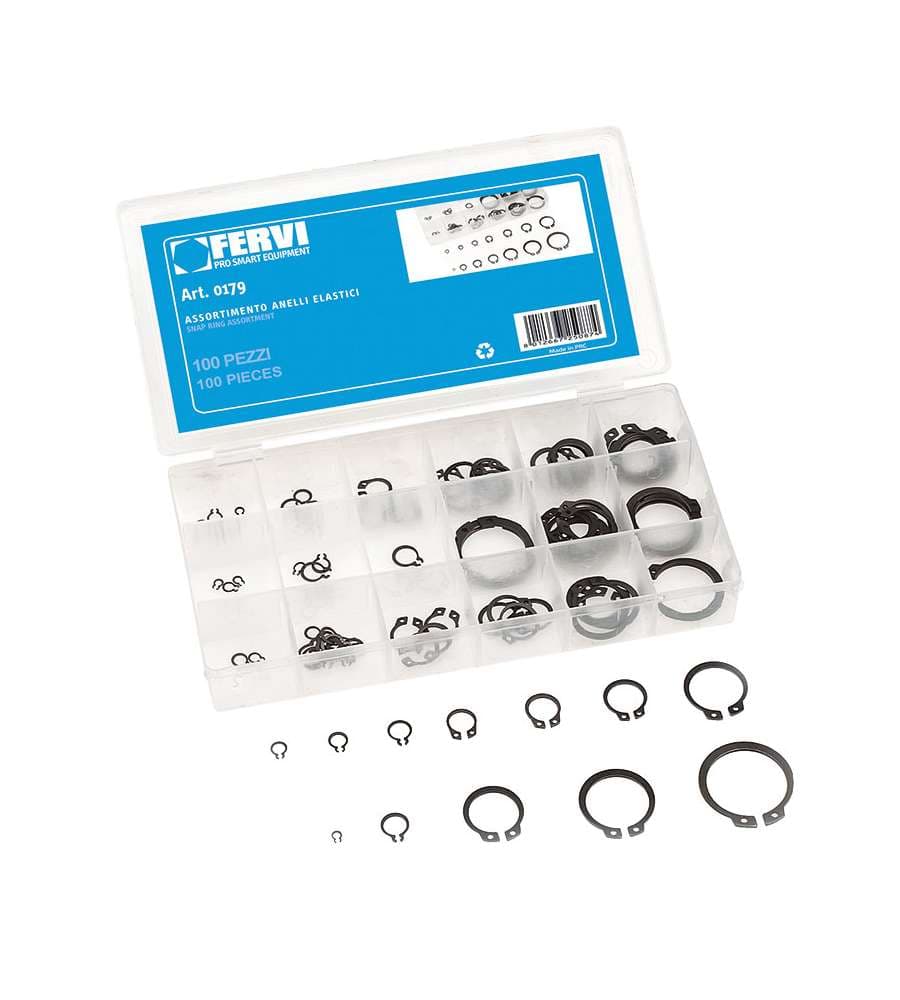 Fervi 100 Anelli Elastici Acciaio al Carbonio Nero Indurito 6-32 mm