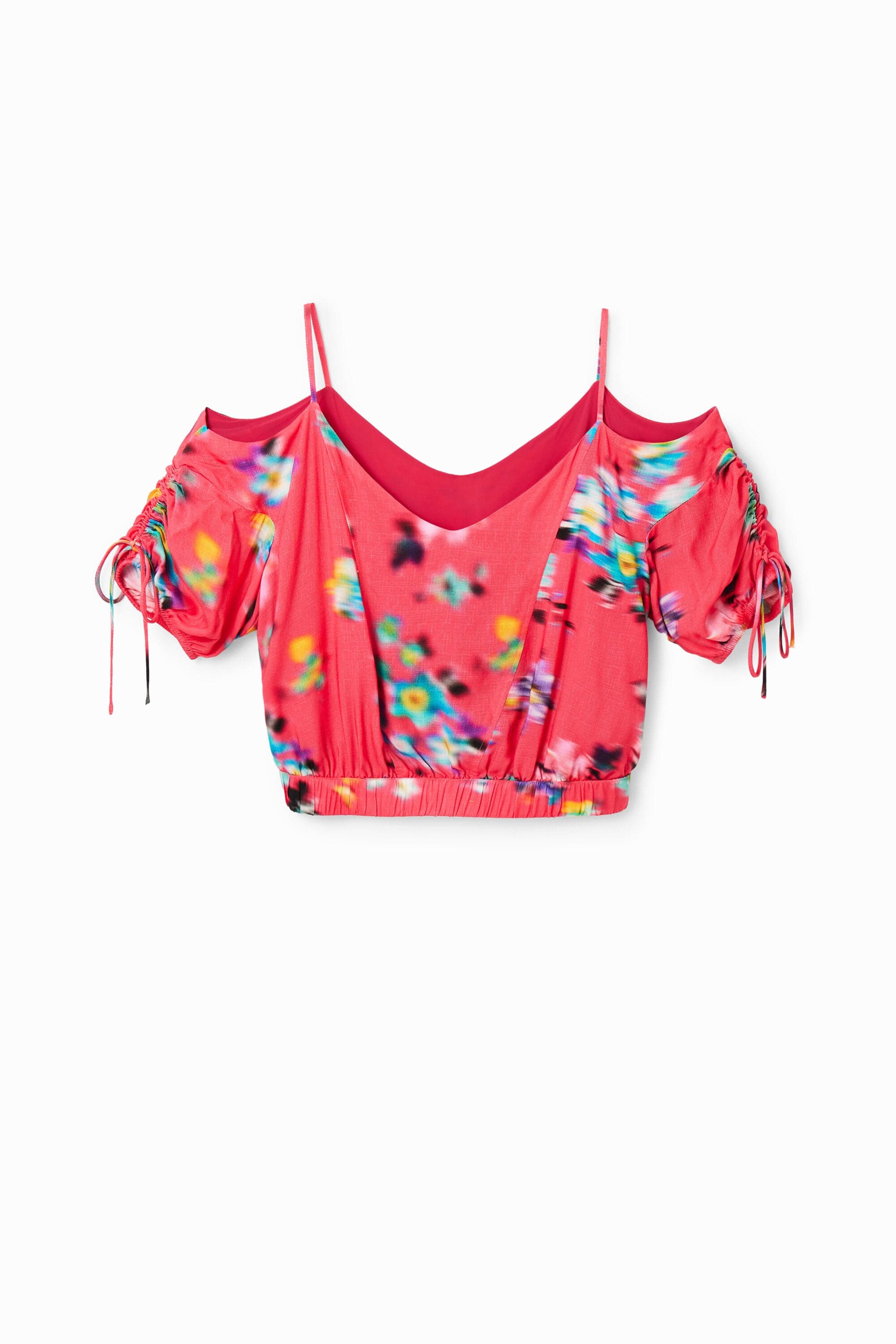 Blusa corta fiori arricciati