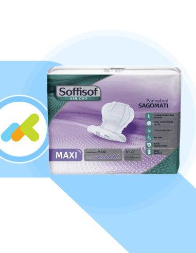 Soffisof Air Dry Pannolone Sagomato Maxi | Assorbente E Contro I Cattivi Odori | 30 Pezzi
