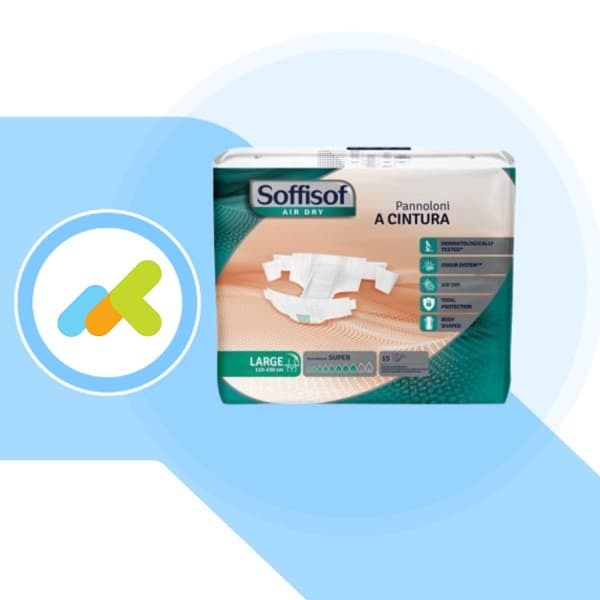 Soffisof Air Dry Super | Pannolone A Cintura Traspirante Per Incontinenza | 15 Pezzi