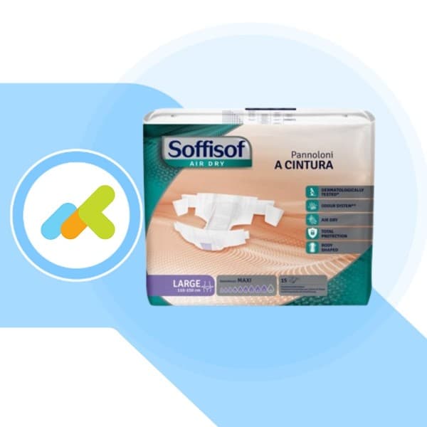 Soffisof Air Dry Maxi | Pannolone A Cintura Traspirante Per Incontinenza | 15 Pezzi