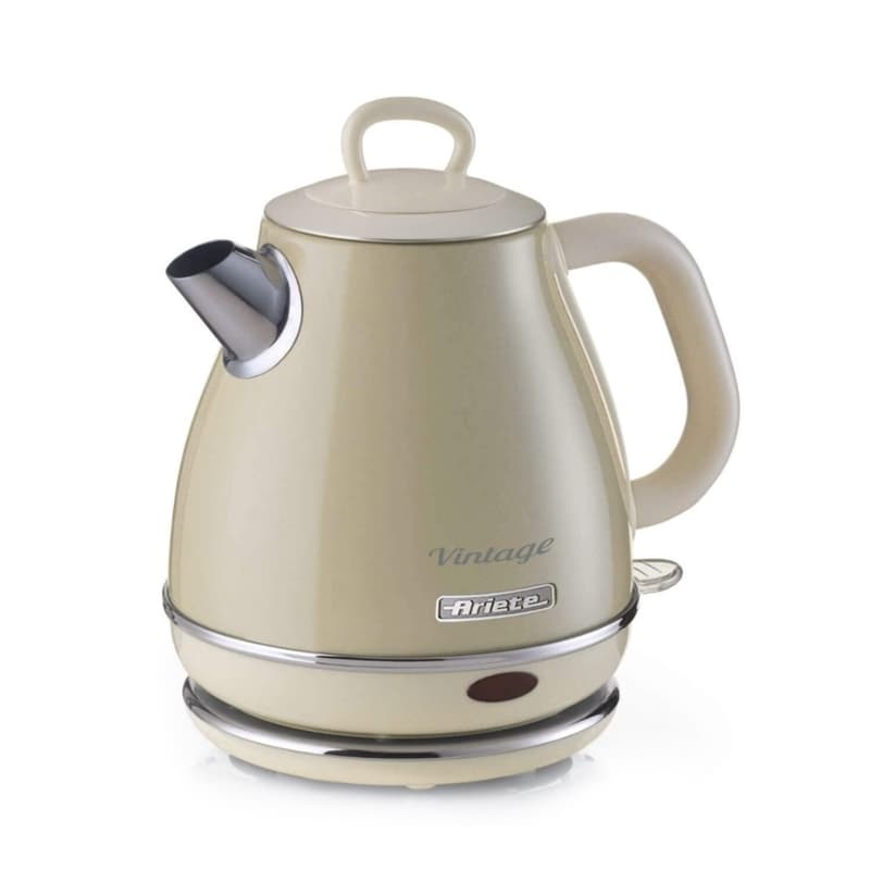 Ariete 2868 Bollitore Elettrico Vintage 1 Litro - Infusi, Tè e Tisane - Autospegnimento - Acciaio Inox - 1 Litro - 1600 Watt - Beige
