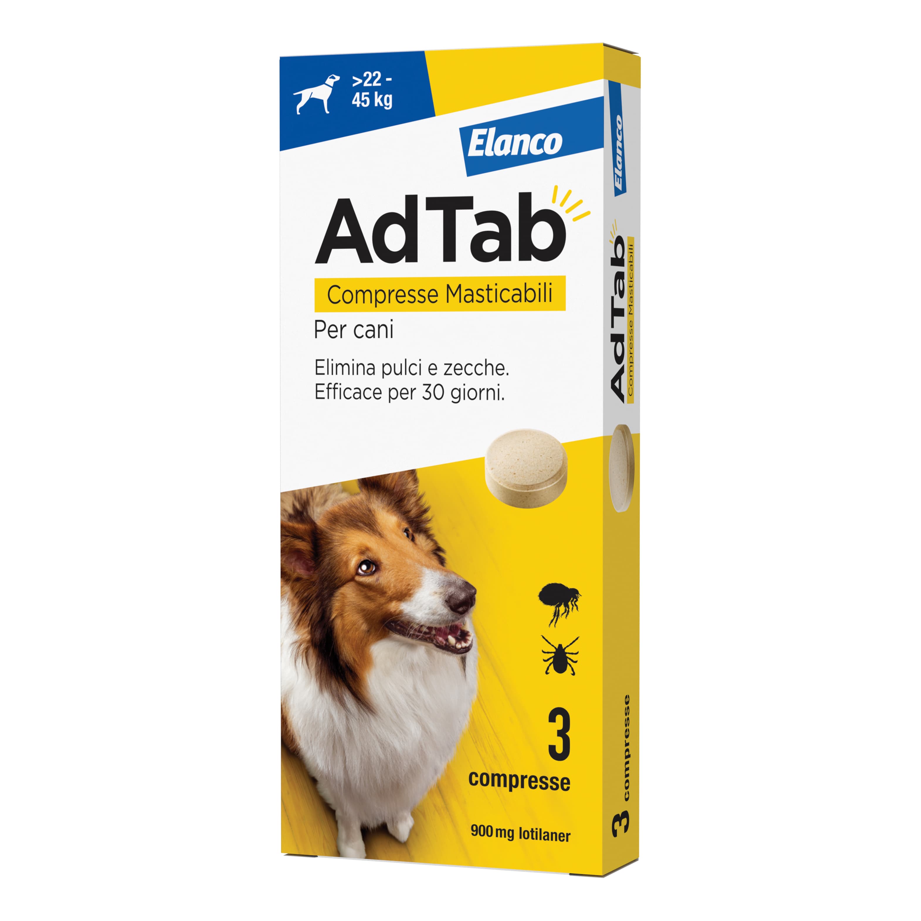 Adtab Per Cani Da 22 A 45Kg 3 Compresse Masticabili 900 Mg