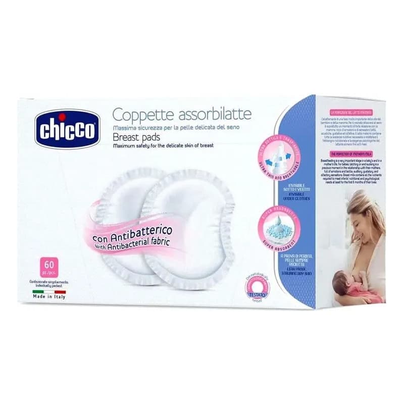 Chicco coppette assorbilatte proteggiseno antibatterici 1 confezione 60 pezzi