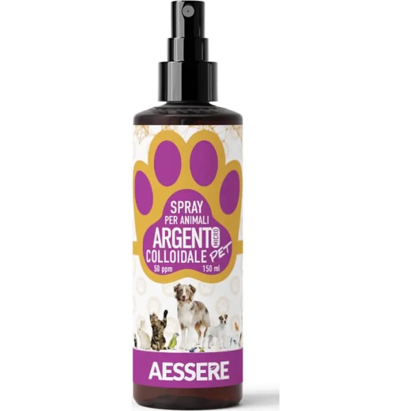 AESSERE Argento Colloidale Pet 50 Ppm - Argento colloidale spray per animali 150 ml