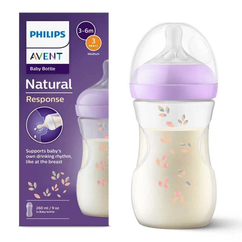 Avent Natural Response 3-6 M - Biberon flusso medio 260 ml colori assortiti