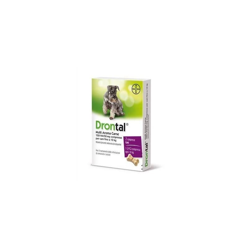 Bayer - Drontal Multi Aroma Carne Antiparassitario Cani Fino A 10kg - 2 Compresse