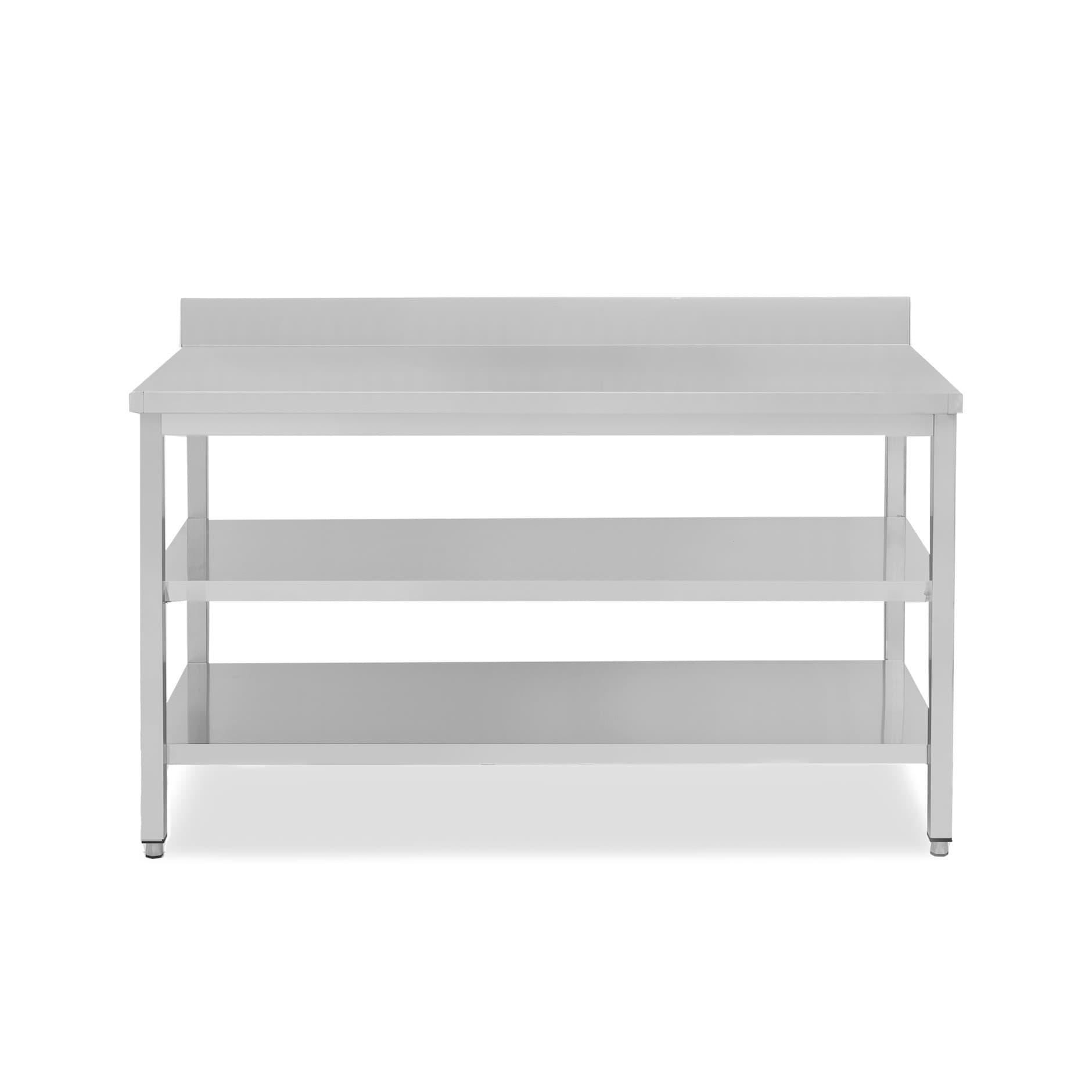 Tavolo inox 2 ripiani alzatina L 1900 mm x P 800 mm x H 965 mm