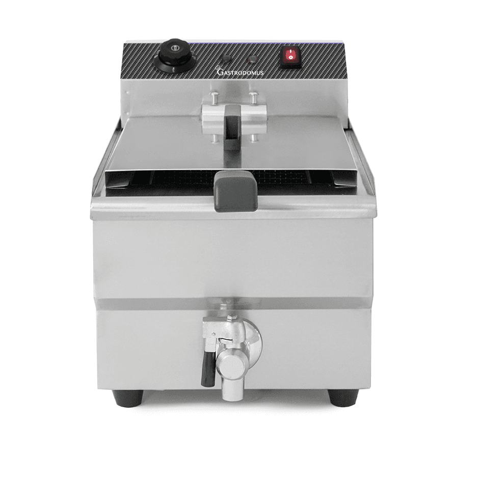 Friggitrice elettrica da banco con rubinetto 1 vasca 13 LT potenza 4 KW Monofase