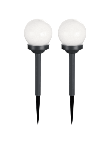 2pz Lampada Sfera Ricarica Solare 15cm da Esterno Picchetto Piantabile Giardino