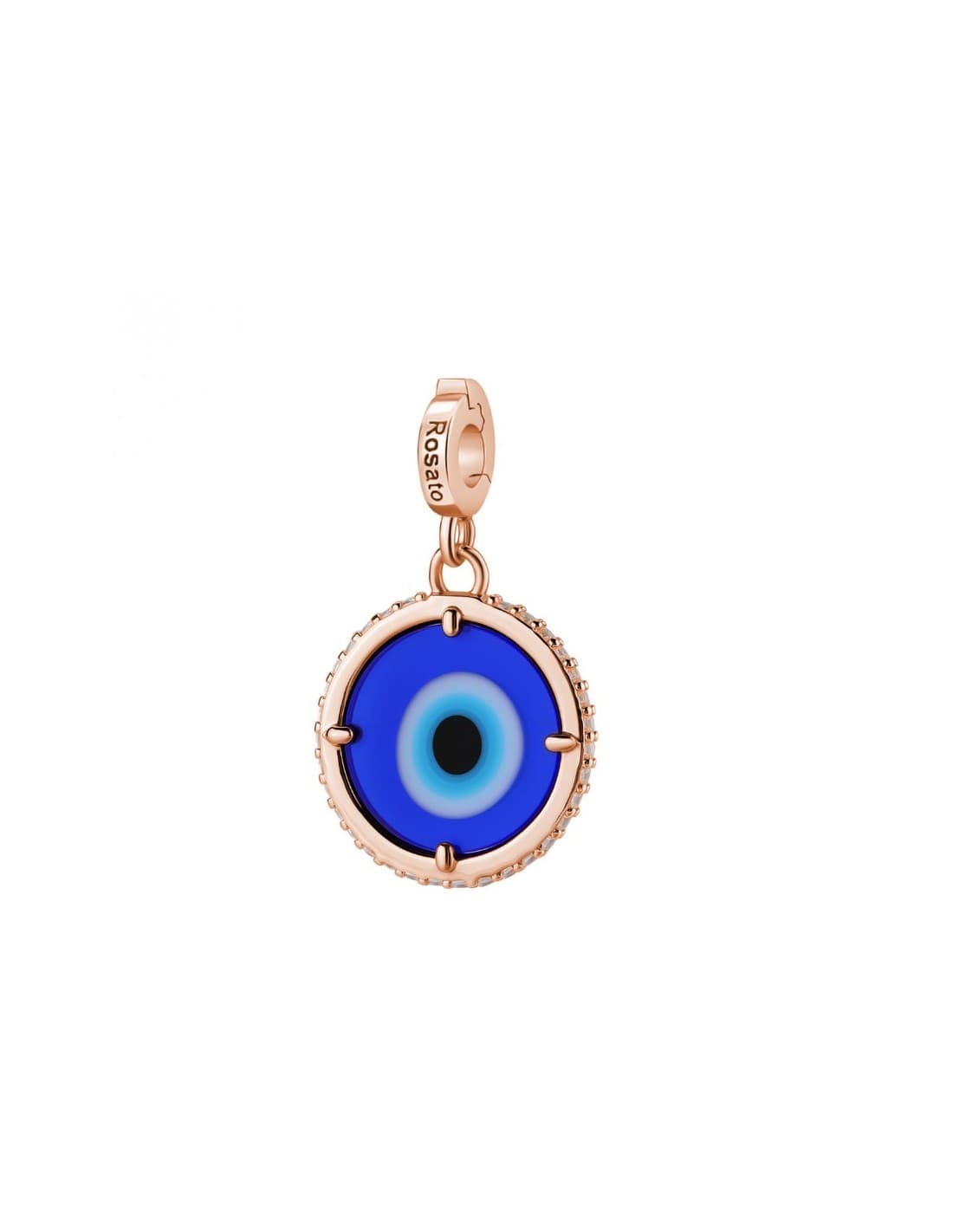 Charm ROSATO Storie in argento 925 placcato oro rosa RZ256 con cristalli OCCHIO DI NAZAR/FORTUNA