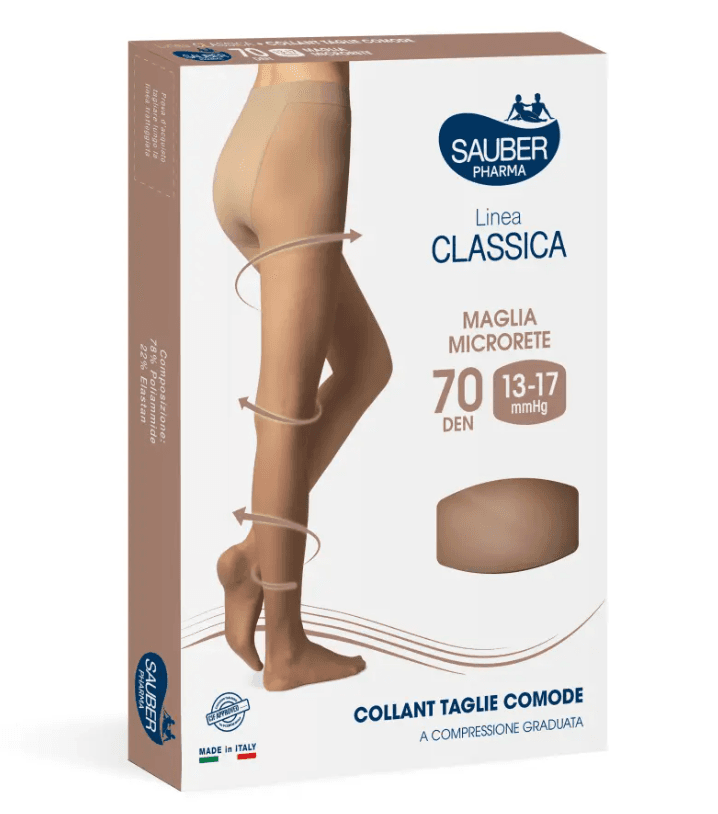 Sauber Linea Classica 13-17 Mmhg Collant Microrete Taglie Comode 70 Denari Colore Neutro Beige Taglia 5