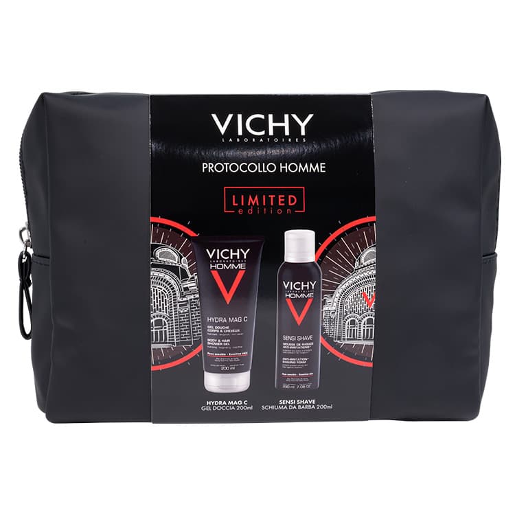 Vichy Protocollo Homme Pochette Con Hydra Mag C Gel Doccia 200ml + Sensi Shave Schiuma Da Barba 200ml