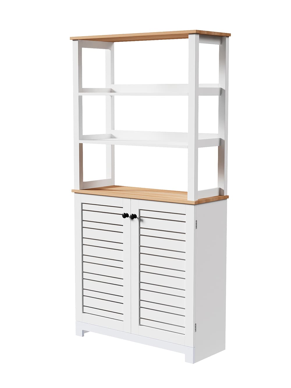 <p>Mobile alto con 3 ripiani e 2 ante in legno mdf laccato, Sìordine</p>