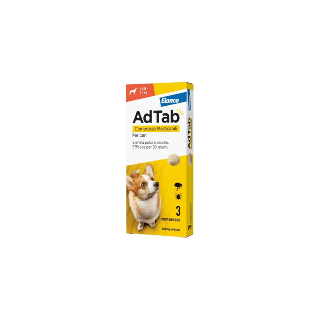 Elanco - AdTab Antiparassitario per Cani 5,5-11 kg da 3 Compresse 225 mg